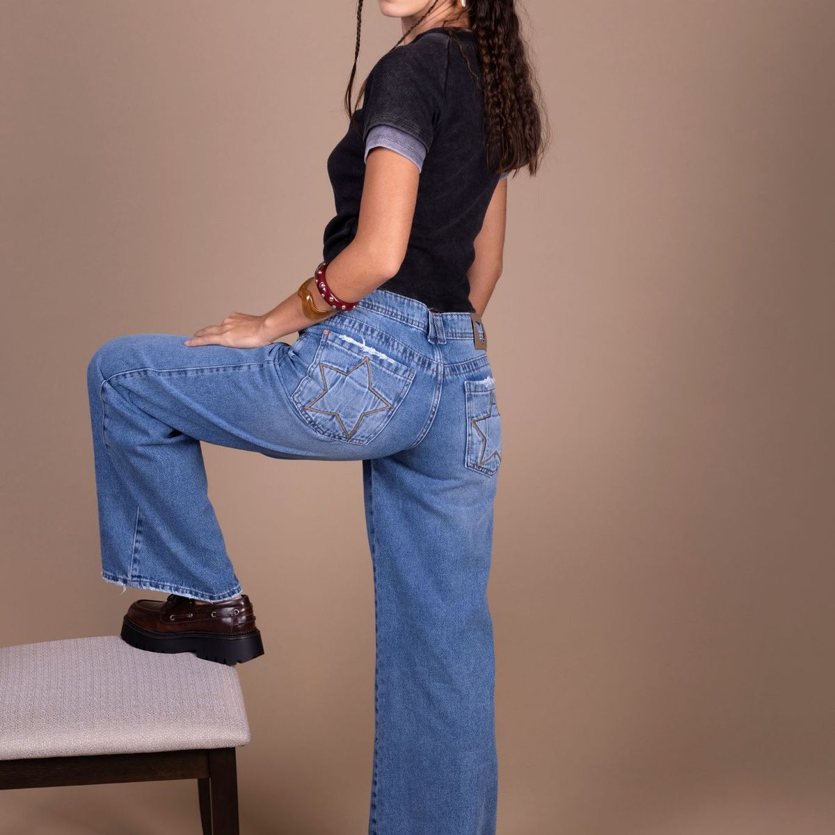 EFESIS - Jeans Wide Tiro Bajo Mujer