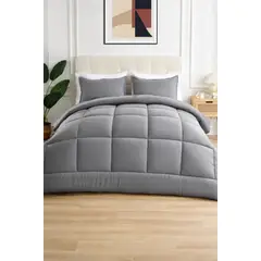 GENERICO - Plumon Nordico 2 Plazas Color Gris Algodon 100 Hipoalergenico Elegante Suave Dormitorio Calidad