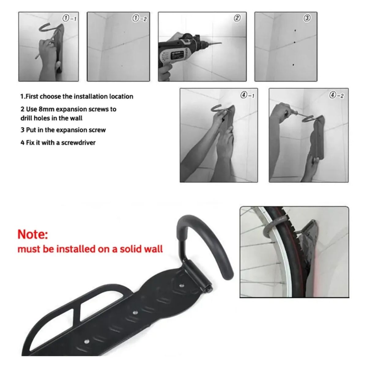 GENERICO - Gancho para Bicicletas Soporte Muro Portabicicleta de Pared