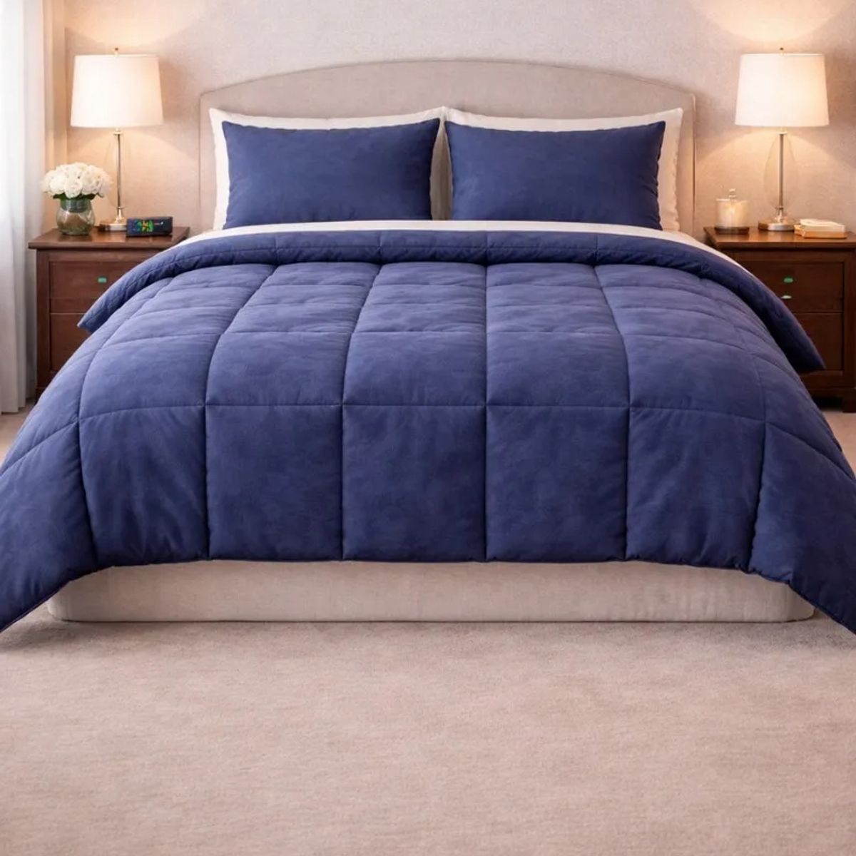 GENERICO - Plumon Nordico Invierno 2 Plazas Caliente Suave 230*250 color Azul