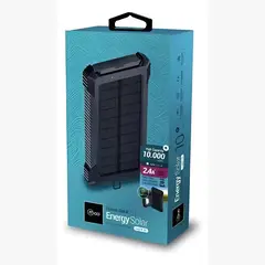 MLAB - Power Bank Carga Solar 10000 Mah Negro Batería Externa Negro Carga Dual Todoterreno