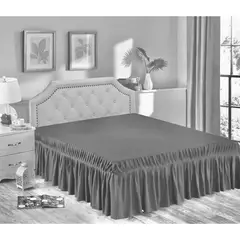 GENERICO - Faldon De Cama 1.5 Plaza - Elegante y Resistente Gris