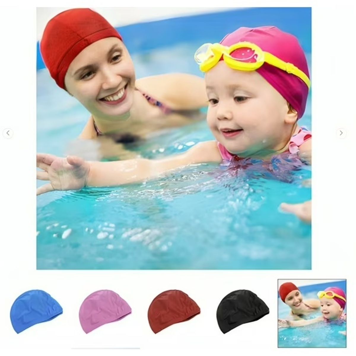 GENERICO - Gorro Natación Unisex Nylon Licra Piscina Baño Adulto Niño Color Negro