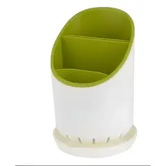 GENERICO - Secador Escurridor De Cubiertos Organizador De Cubiertos Color Blanco Con Verde