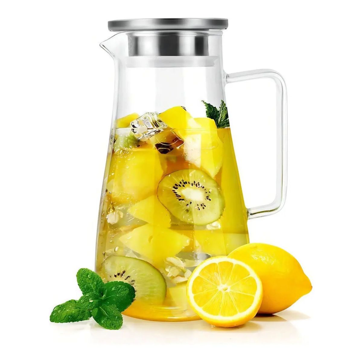 GENERICO - Jarra Vidrio Borosilicato Con Tapa 1.8L Para Bebida