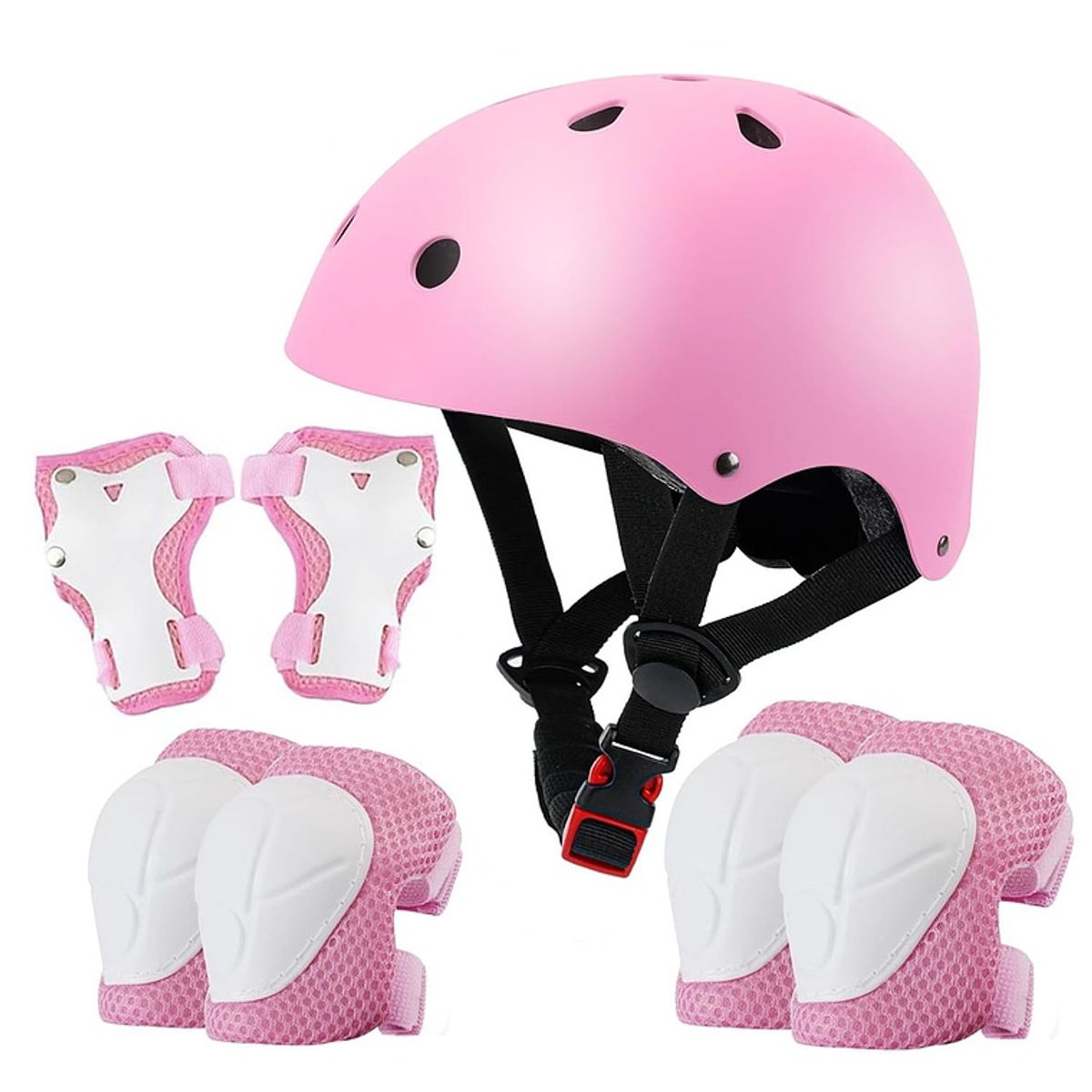 GENERICO - Juego de Equipo de Protección 7 en 1 Kit de Casco Niñ@s Color Rosa