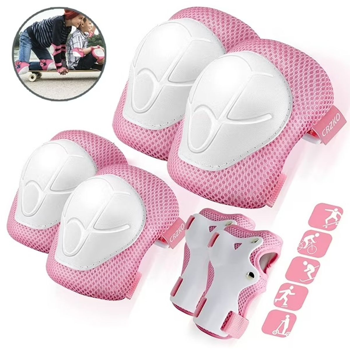 GENERICO - Juego de Equipo de Protección 7 en 1 Kit de Casco Niñ@s Color Rosa