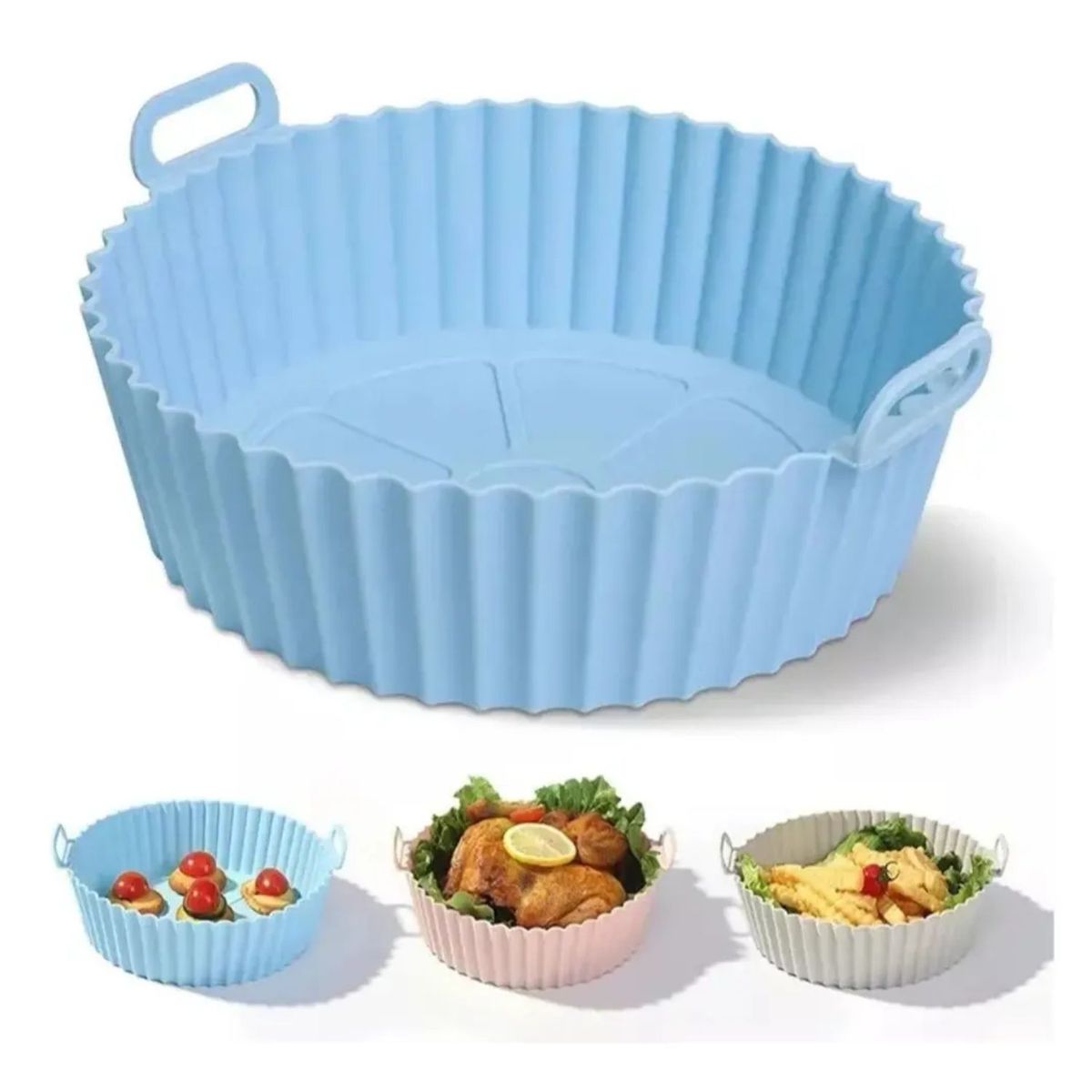 GENERICO - Set 2 Bandeja Silicona Freidora Aire Redonda Airfyer