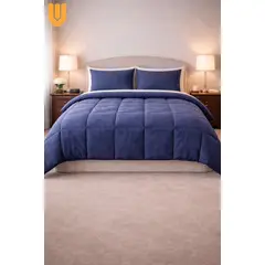 GENERICO - Plumon Nordico 2 Plazas Color Azul Suave Calido Elegante Invierno Descanso Suave Dormitorio Super