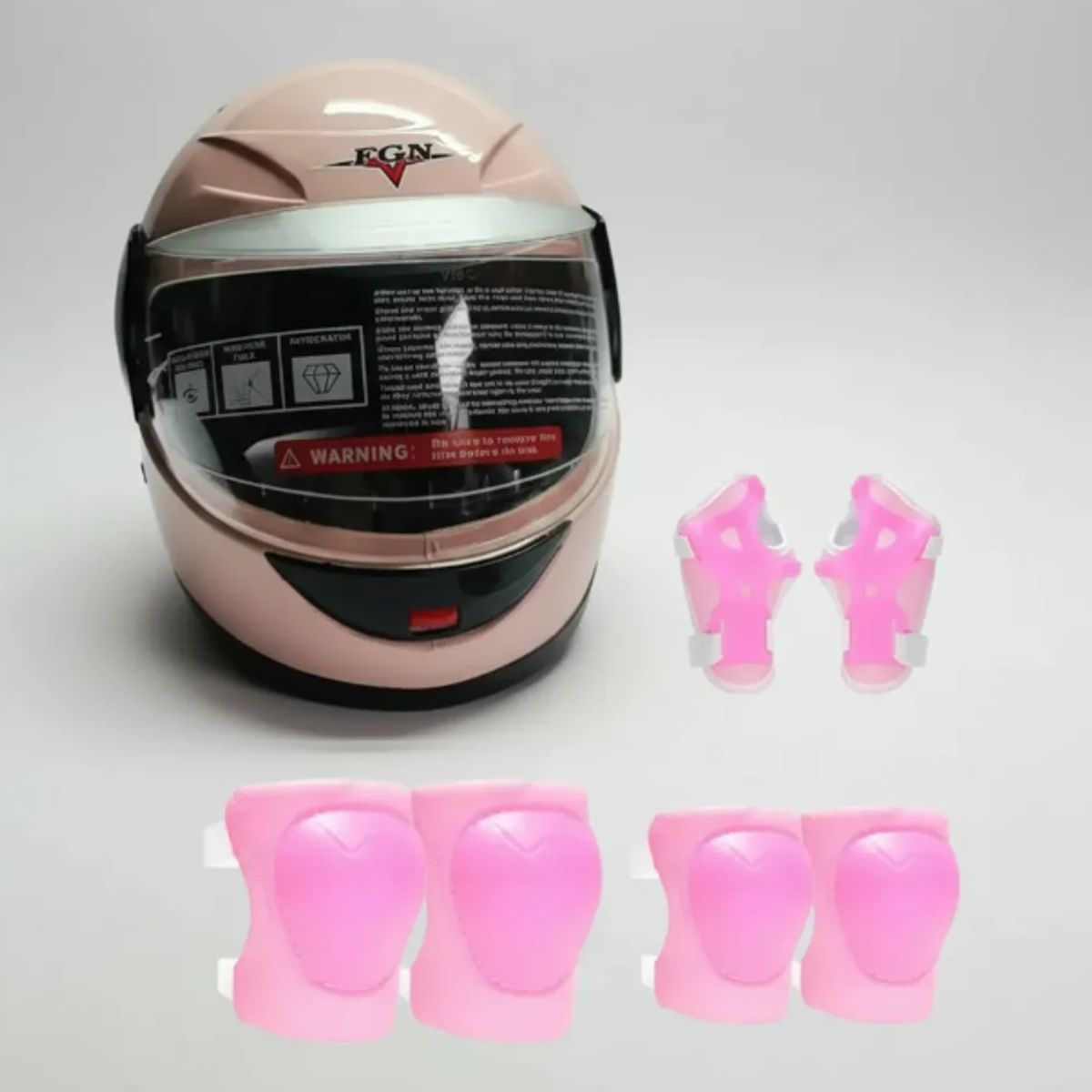 GENERICO - Casco De Moto Para Niñas de 2 a 6 años + Protectores