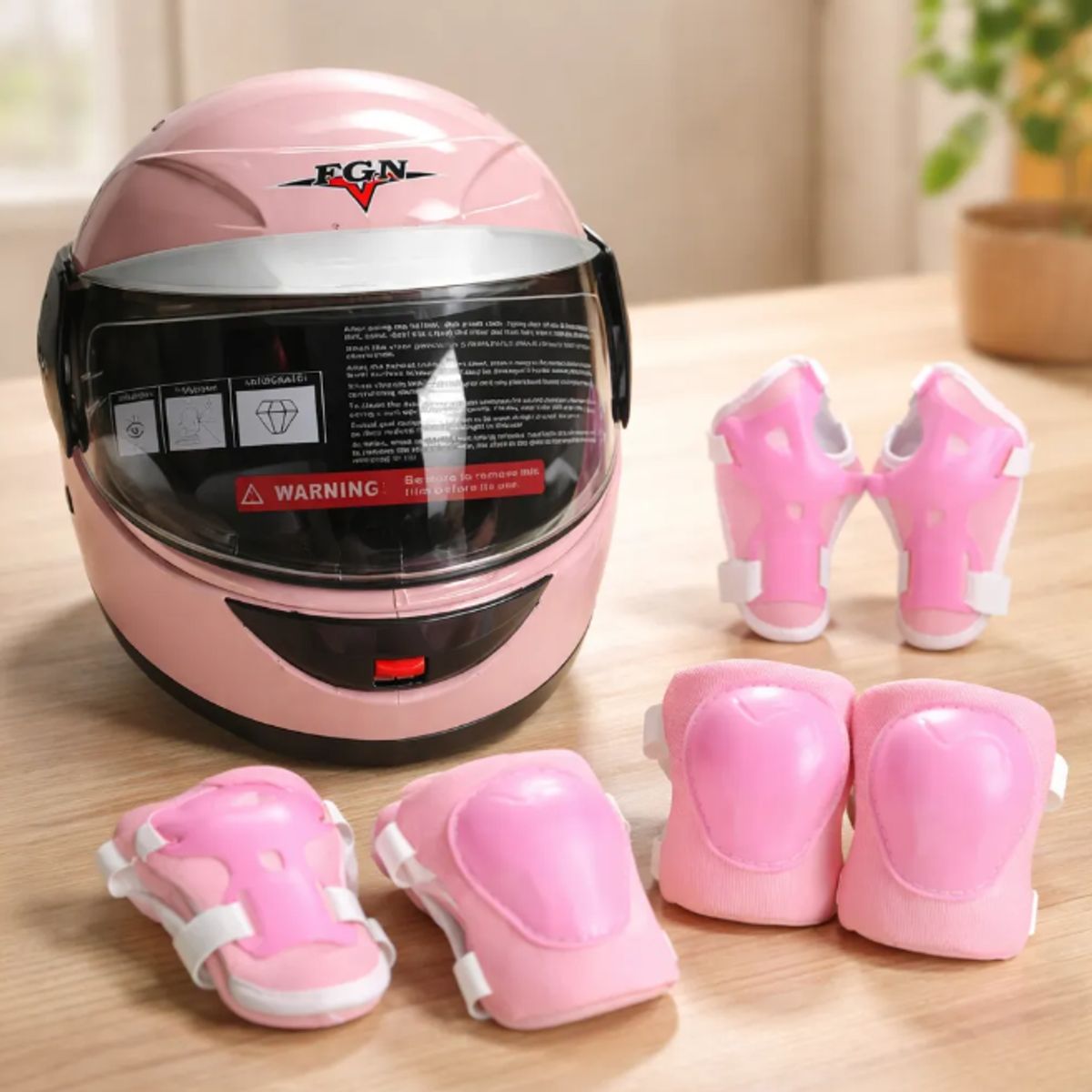 GENERICO - Casco De Moto Para Niñas de 2 a 6 años + Protectores