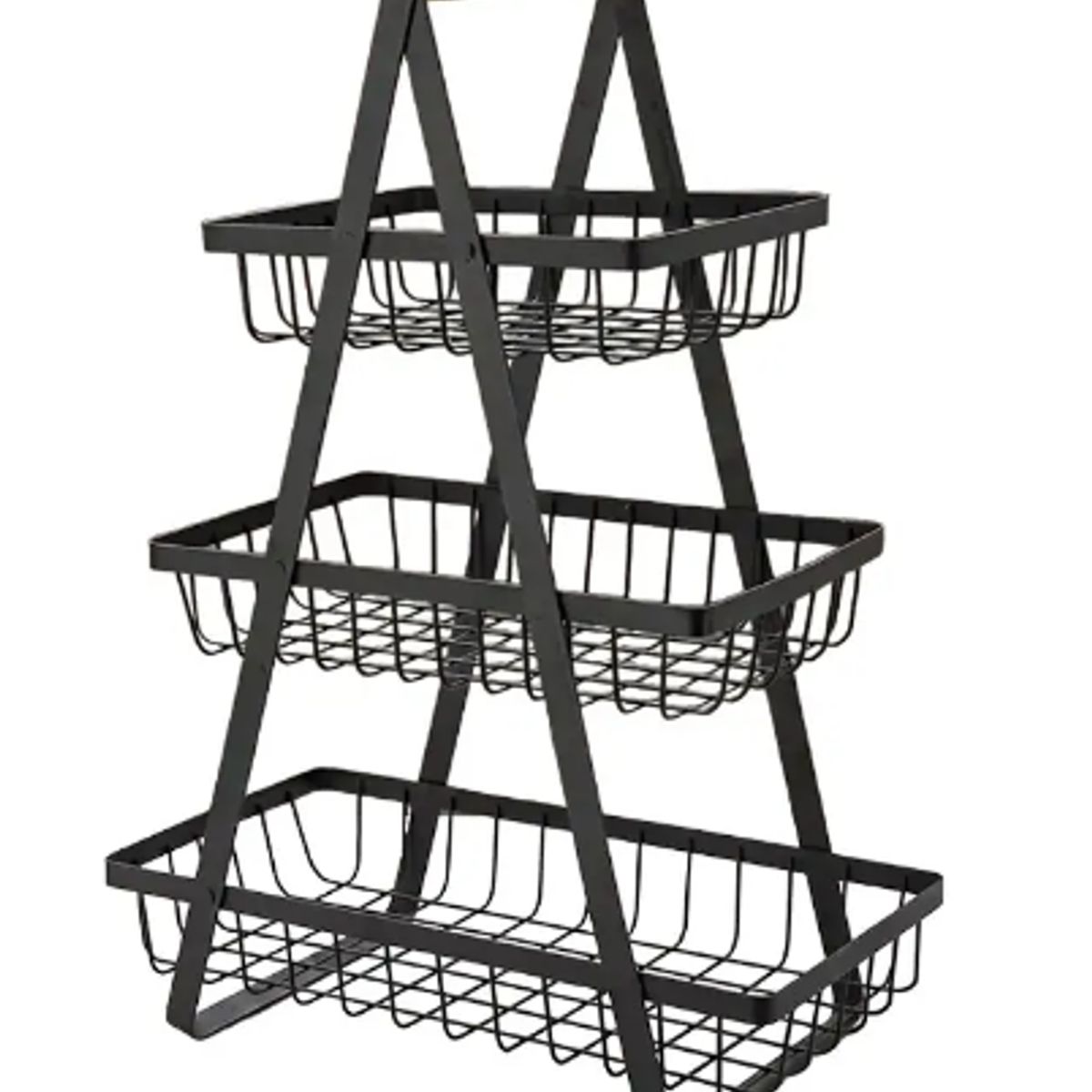 GENERICO - Cesta Genérica MJ-3032 para Frutas Vegetales Organizador Multiusos 3 Niveles color Negro