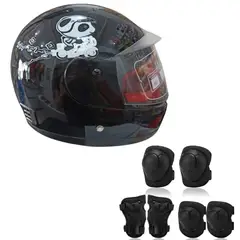 GENERICO - Casco De Moto Para Niños de 2 a 6 años + Protectores