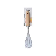 GENERICO - Batidor de Varillas Profesional - 28 cm - Acero Inoxidable y Mango de Madera