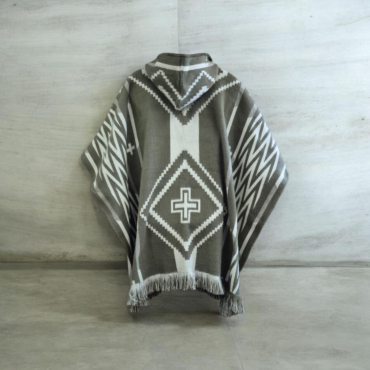 MORLAN - Poncho de Alpaca Lana Ecuatoriana Capucha Cálido Liviano