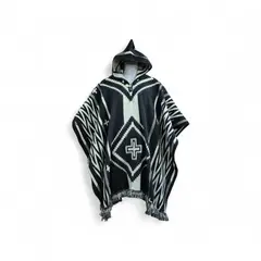 MORLAN - Poncho de Alpaca Lana Ecuatoriana Capucha Cálido Liviano