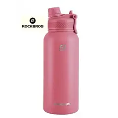 ROCKBROS - Botella Agua Deportiva Acero Inoxidable 1000 ML Rosado