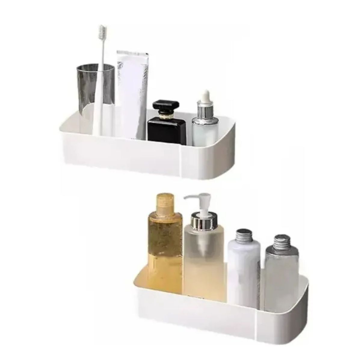GENERICO - Organizador Ducha Baño Cocina Plástico Adhesivo Perchas