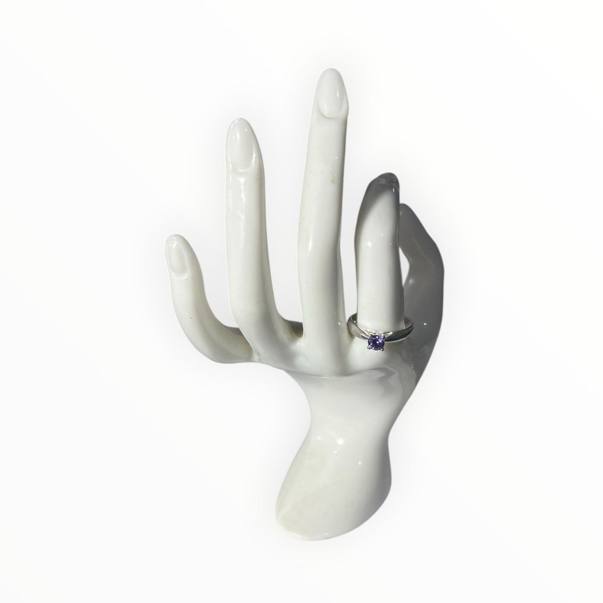 TAETHAI - Anillo de plata 925, solitario Amatista