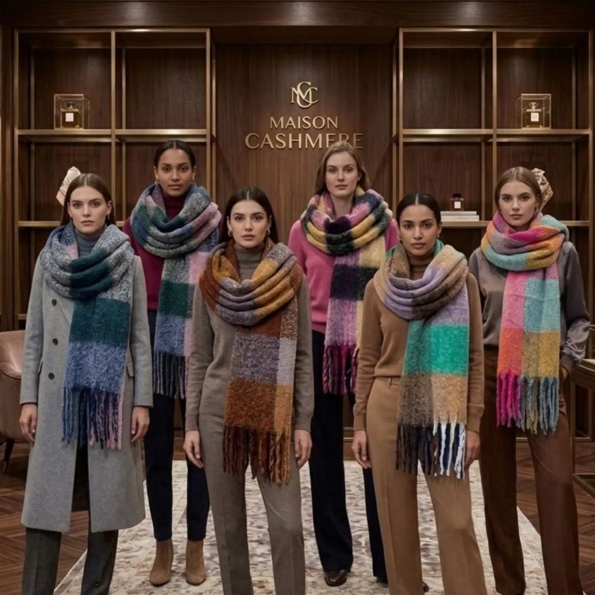 GENERICO - Bufanda Soft Tartán Color Block Temporada Invierno 2026 Diseño surtido