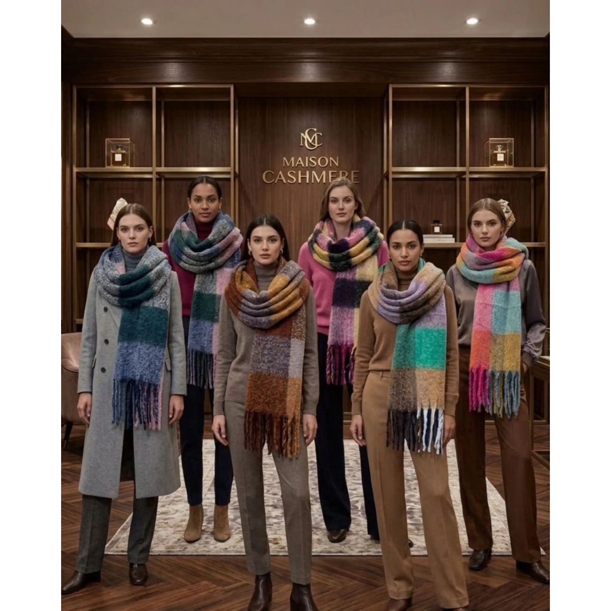 GENERICO - Bufanda Soft Tartán Color Block Temporada Invierno 2026 Diseño surtido