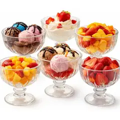 GENERICO - 6 Copas Helado Vidrio 200ml Postre Dulce Transparente Postre Transparente Cristal Helado Dulces