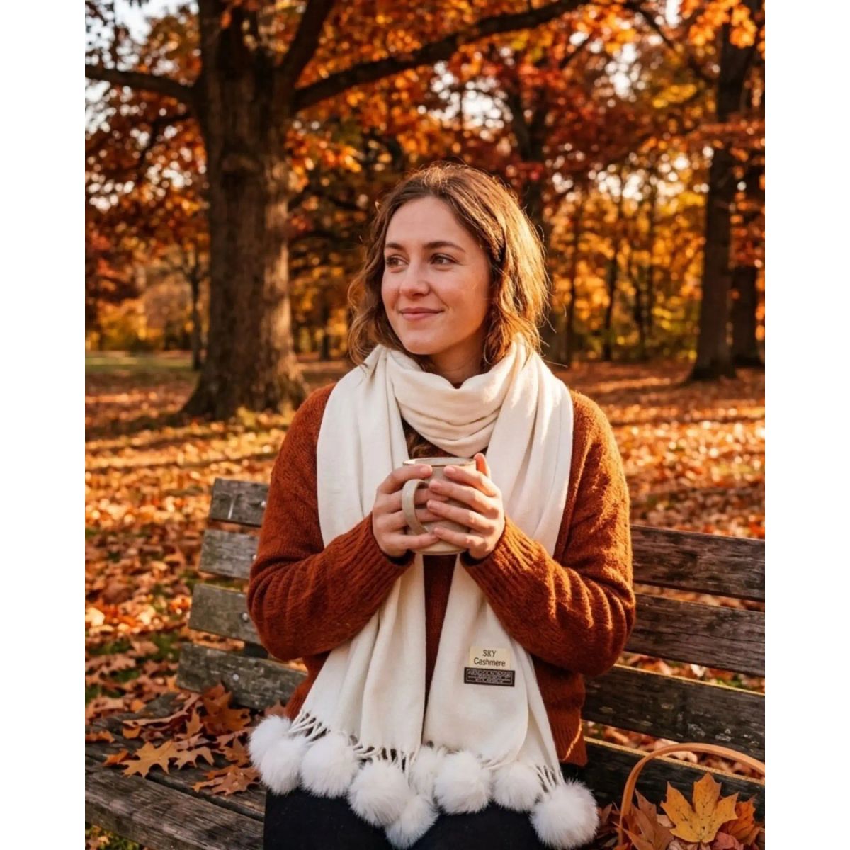 GENERICO - Bufanda Chalón Premium Con Pompones Tacto Cashmere02