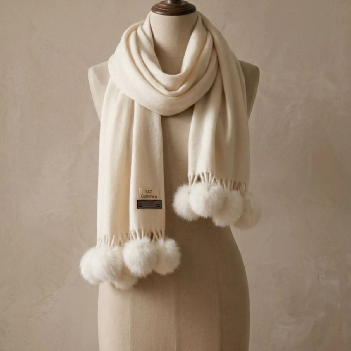 GENERICO - Bufanda Chalón Premium Con Pompones Tacto Cashmere02