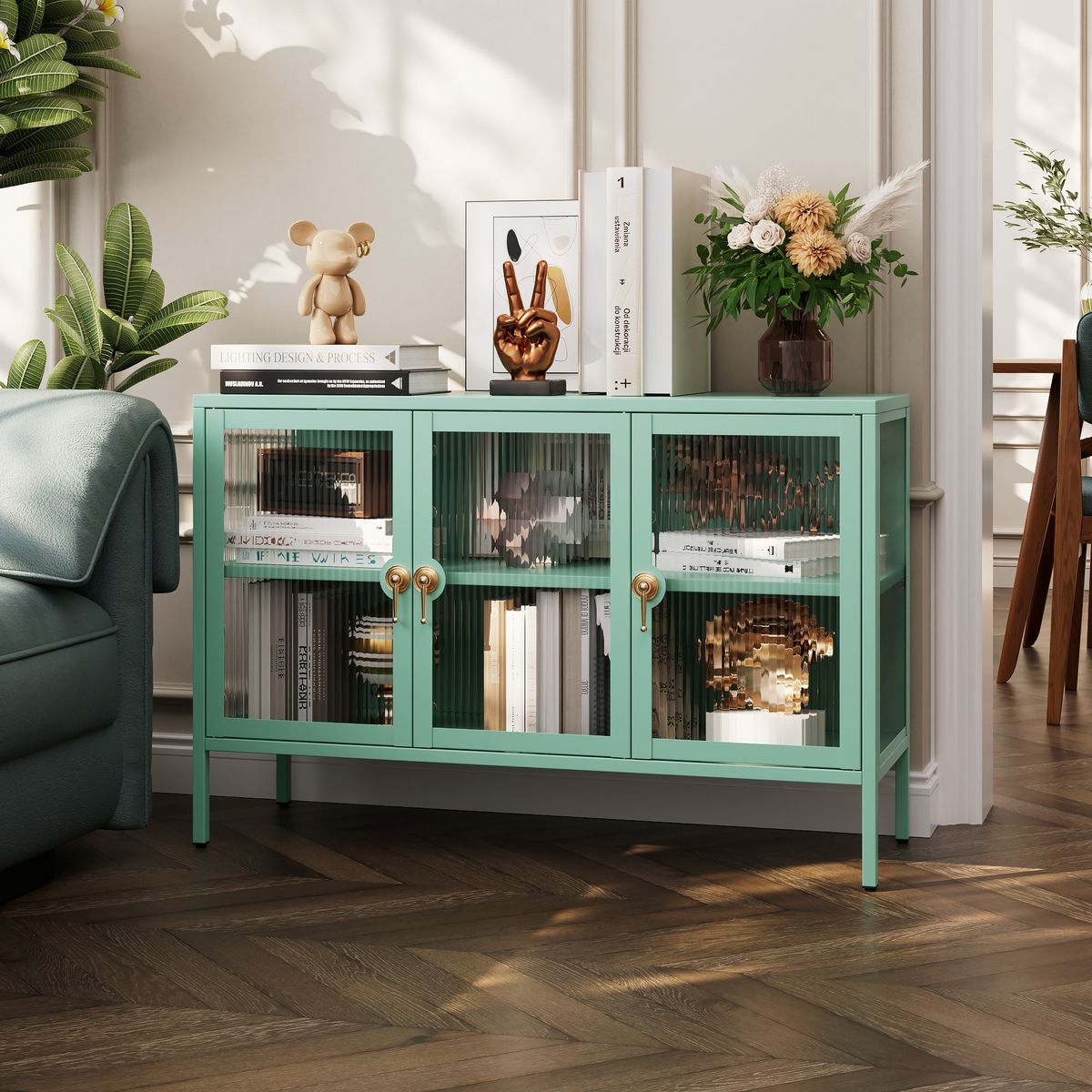 GENERICO - Mueble vitrina 3 puertas linea mint - SC-DC-H002 / Verde menta