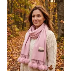 GENERICO - Bufanda Chalón Premium Con Pompones Tacto Cashmere01