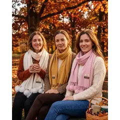 GENERICO - Pack 3 bufandas Chalón Invierno Pompones Tacto Cashmere Premium