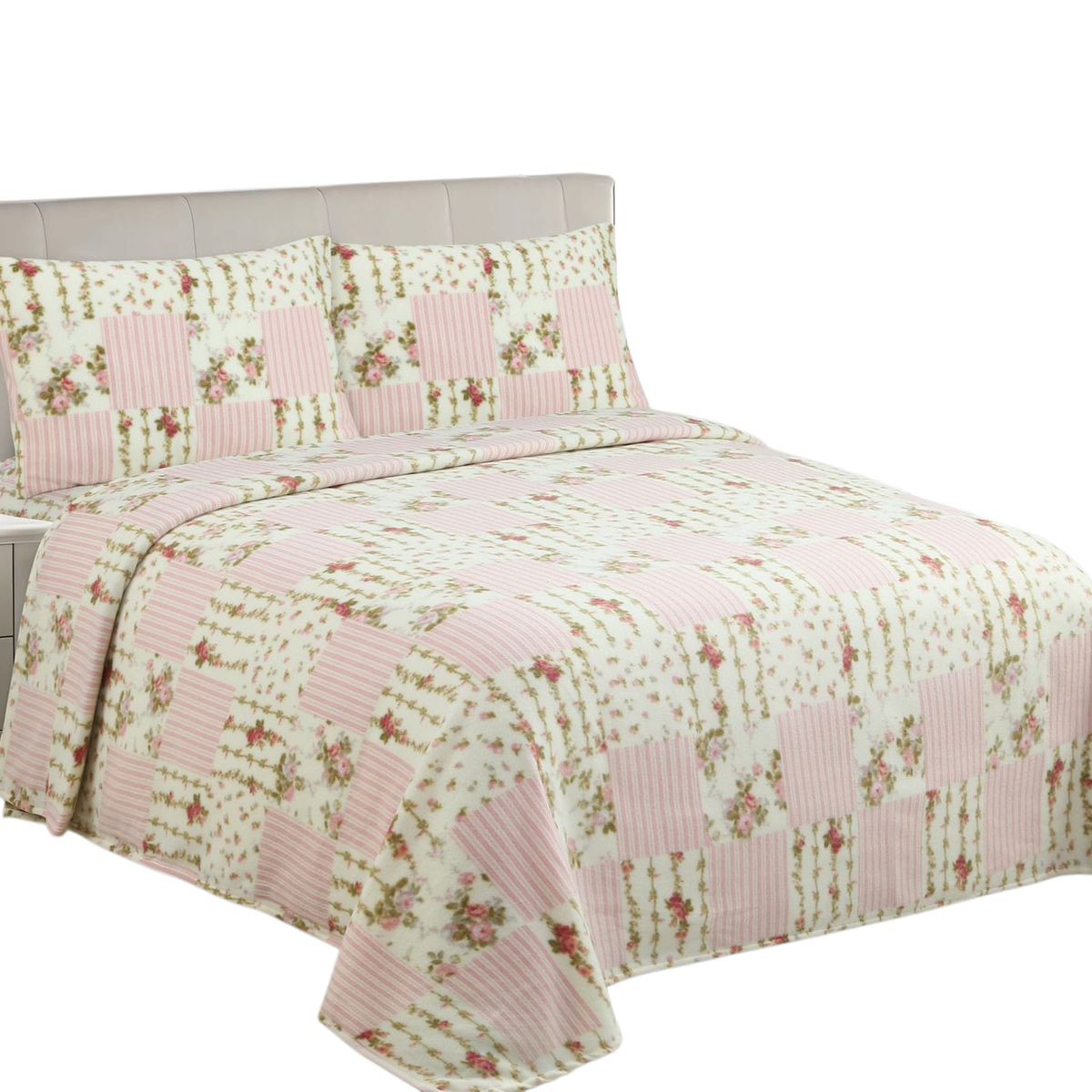 GENERICO - Sabana Polar 2 plazas Premiun Rosa floreado