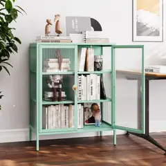 GENERICO - Mueble vitrina 2 puertas 3 niveles linea Mint - SC-DC-H004 / Verde