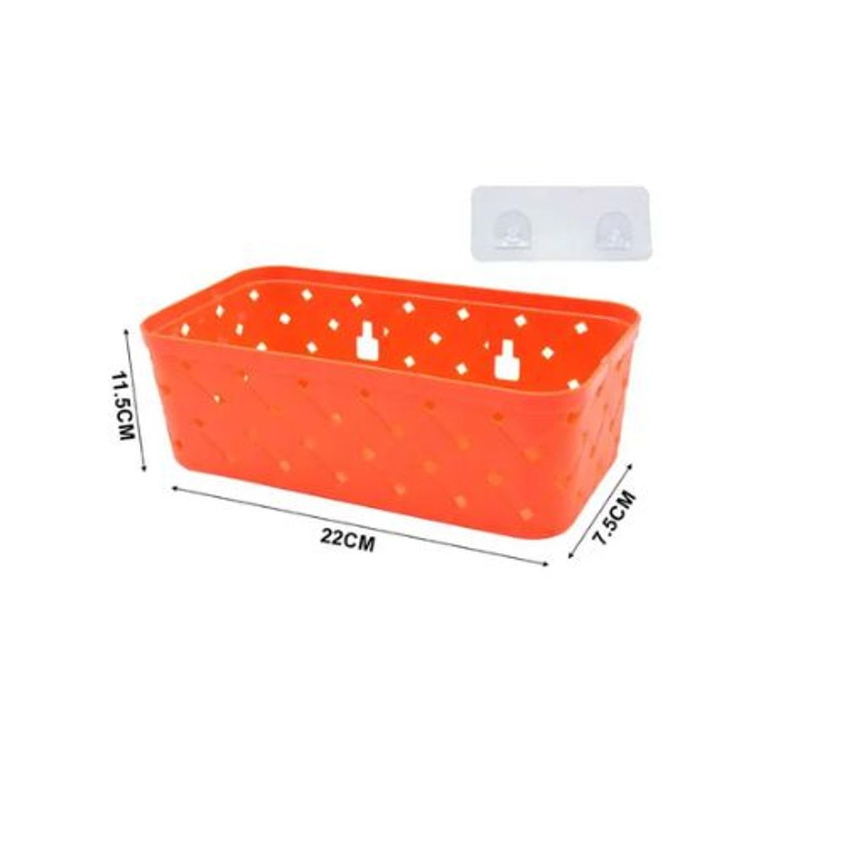 GENERICO - CESTA ORGANIZADORA DE PLASTICO CON GANCHOS ADHESIVOS 22X7.5CM