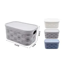 GENERICO - CANASTA ORGANIZADORA DE PLASTICO CON TAPA 19.5CM