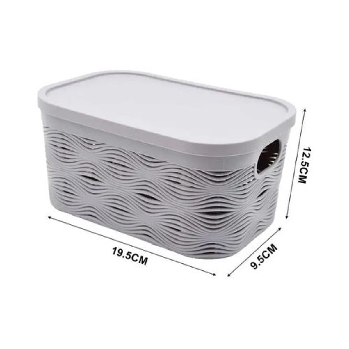 GENERICO - CANASTA ORGANIZADORA DE PLASTICO CON TAPA 19.5CM