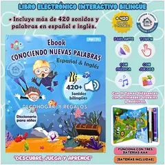 GENERICO - Juguete Libro Interactivo Didáctico Bilingüe Aprendizaje Para Niños Conociendo Nuevas Palabras