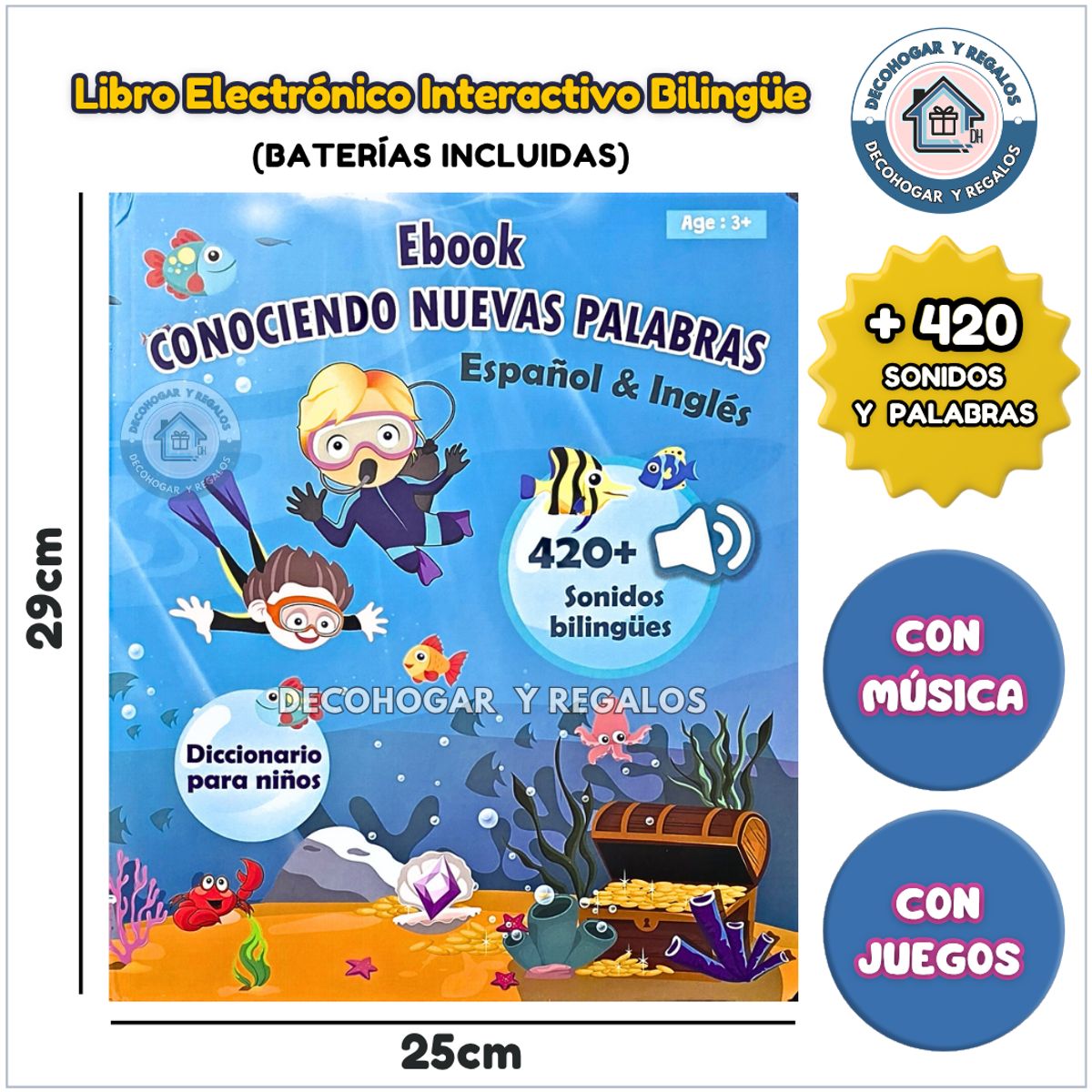 GENERICO - Juguete Libro Interactivo Didáctico Bilingüe Aprendizaje Para Niños Conociendo Nuevas Palabras