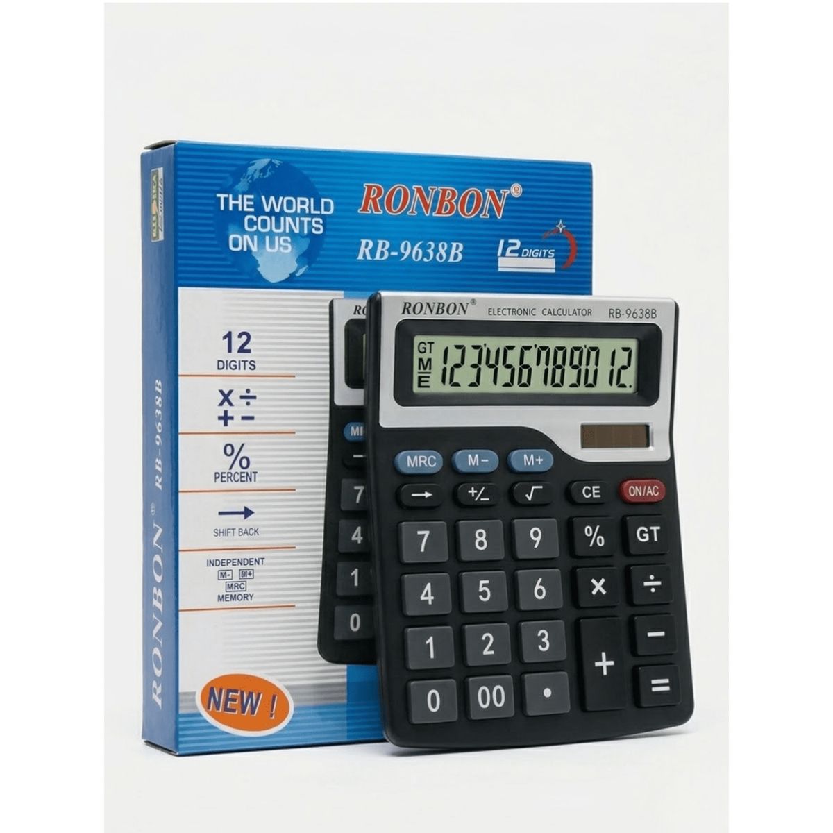 MALIK - Calculadora de Oficina y Negocio Ronbon 12 Dígitos RB-9638B