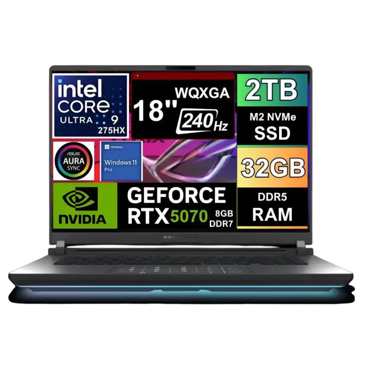 ASUS - NOTEBOOK GAMER Asus Rog Strix G18 2025 WQXGA 240HZ ULTRA 9 275HX SSD 2TB 32GB  RTX 5070 8GB