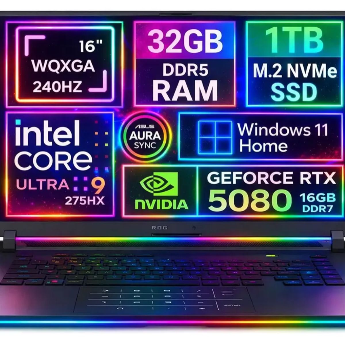 ASUS - NOTEBOOK GAMER Asus Rog Strix G16 2025 WQXGA 2.5k Ultra 9 275hx 1tb 32gb Rtx 5080 16GB