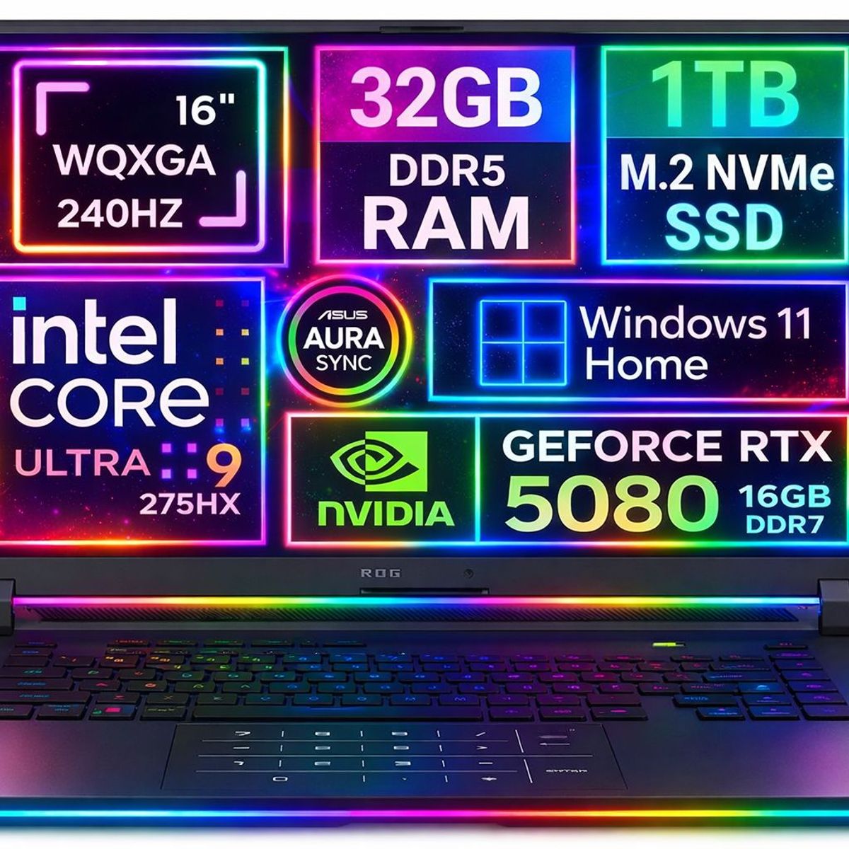 ASUS - NOTEBOOK GAMER Asus Rog Strix G16 2025 WQXGA 2.5k Ultra 9 275hx 1tb 32gb Rtx 5080 16GB