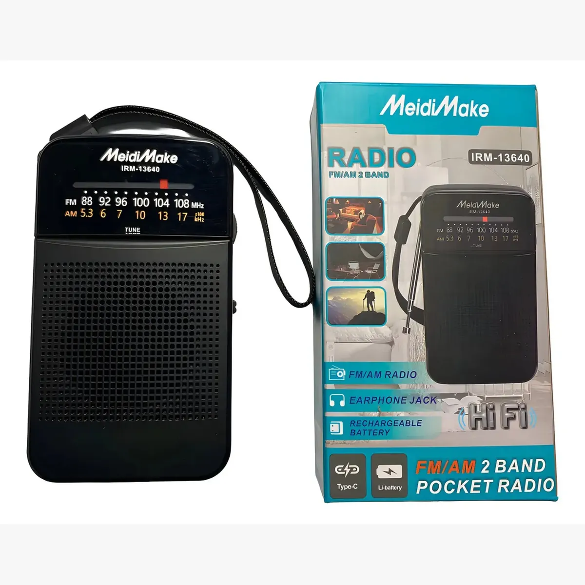 GENERICO - Mini Radio Fm Am Portátil Recargable Color Negro Negro