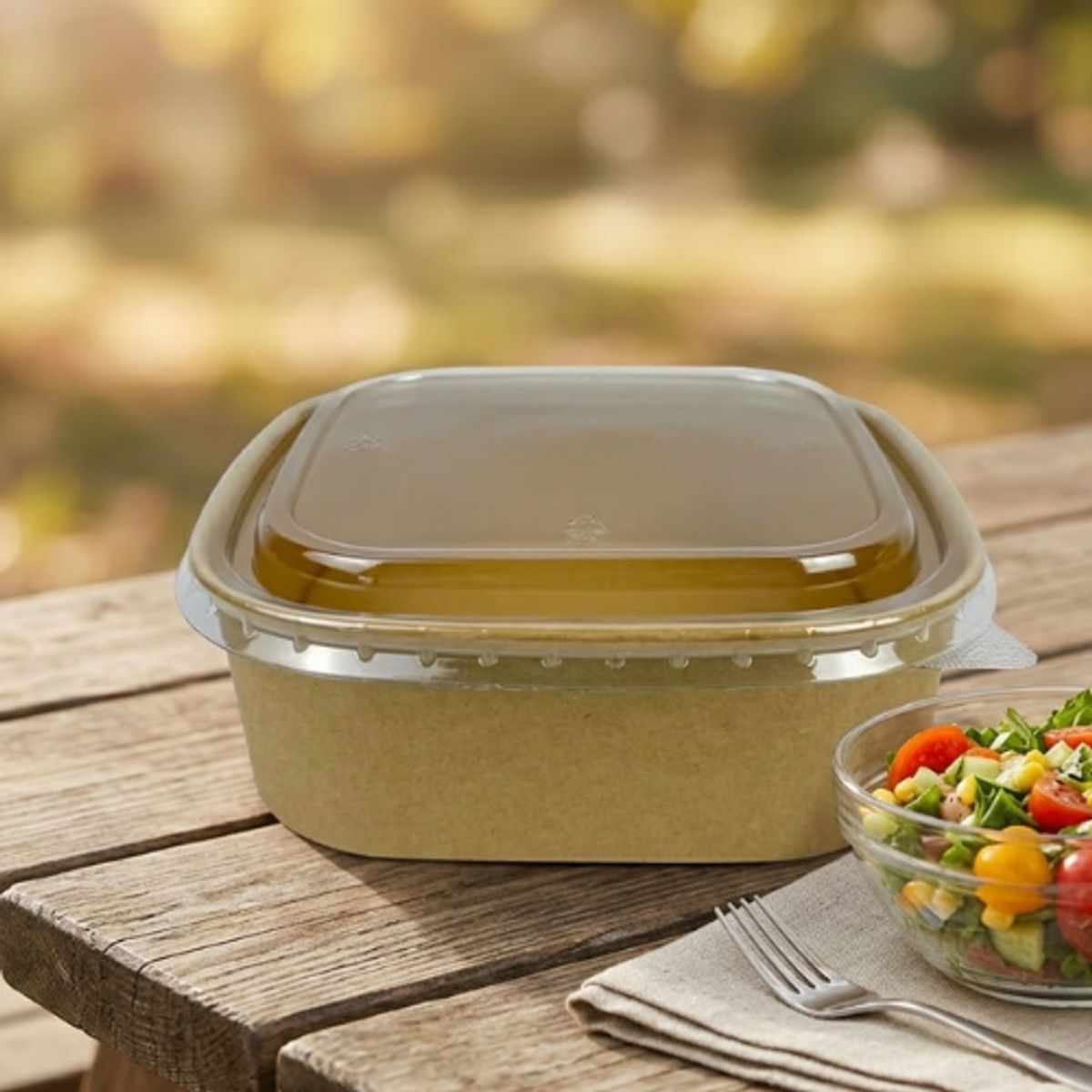 GENERICO - Set 6 Contenedor Envase Kraft Desechable 1000 ml