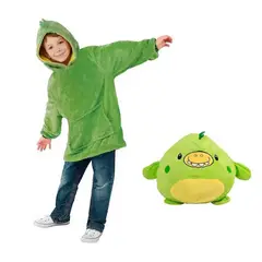 MOVI - Polerón Peluche Sherpa Infantil Dinosaurio Verde 2 en 1 – Suave, Cálido y Divertido