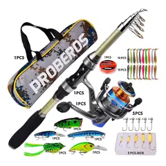GENERICO - Kit Pesca 1.8 m Caña Carrete Señuelo Accesorio Bolsa Completo