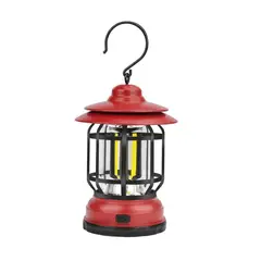 GENERICO - Lampara Camping Retro Impermeable Outdoor Baterías Color Rojo