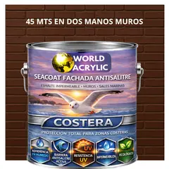 WORLD ACRYLIC - PINTURA MUROS HIDRORREPELENTE - SEACOAT FACHADA ANTISALITRE - MARRÓN SEÑALES - GALON