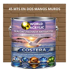 WORLD ACRYLIC - PINTURA MUROS HIDRORREPELENTE - SEACOAT FACHADA ANTISALITRE - MARRÓN TIERRA - GALON