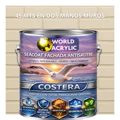 WORLD ACRYLIC - PINTURA MUROS HIDRORREPELENTE - SEACOAT FACHADA ANTISALITRE - BLANCO CREMA - GALON